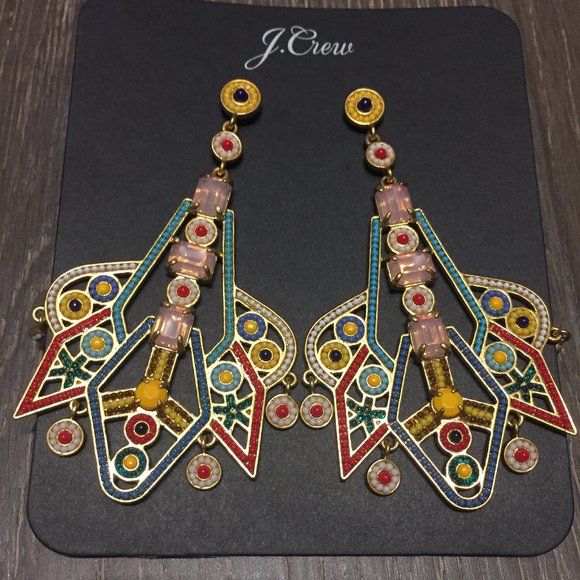 ⭐Host Pick⭐ J.Crew multicolor bead & stone chandelier earrings - NWOT - Picture 5 of 5